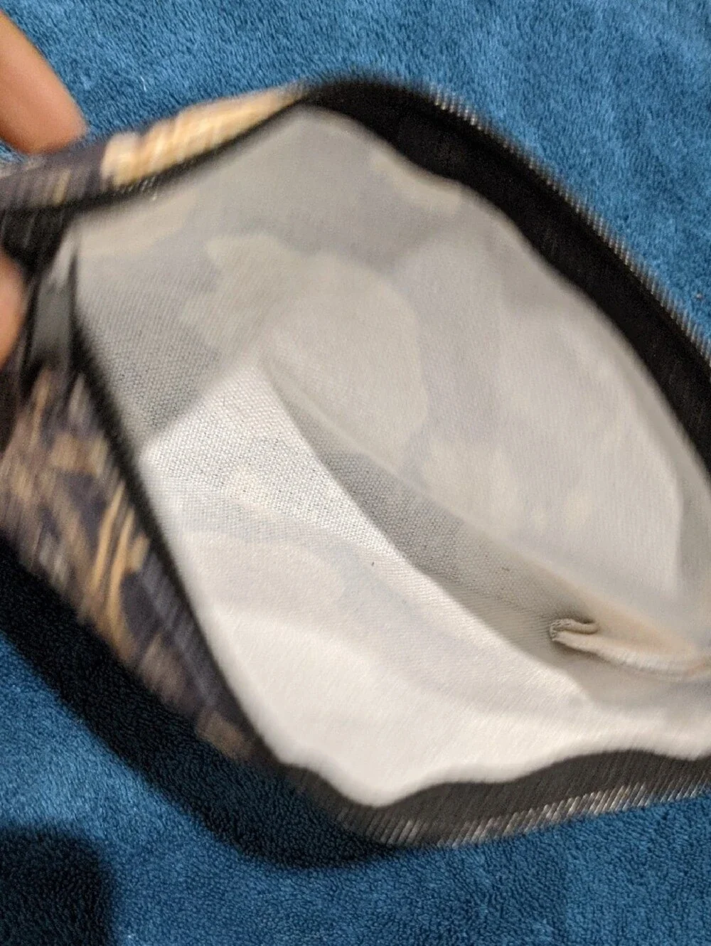 Floral Print Zip Pouch in Cream on Black
